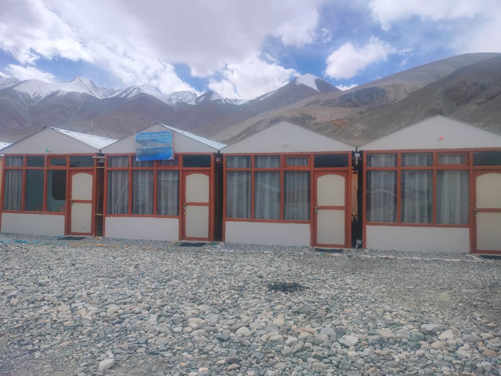 Cottage with snowy background