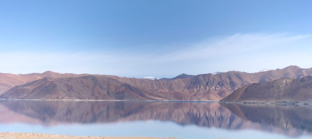 Serene Pangong lake mirror reflection