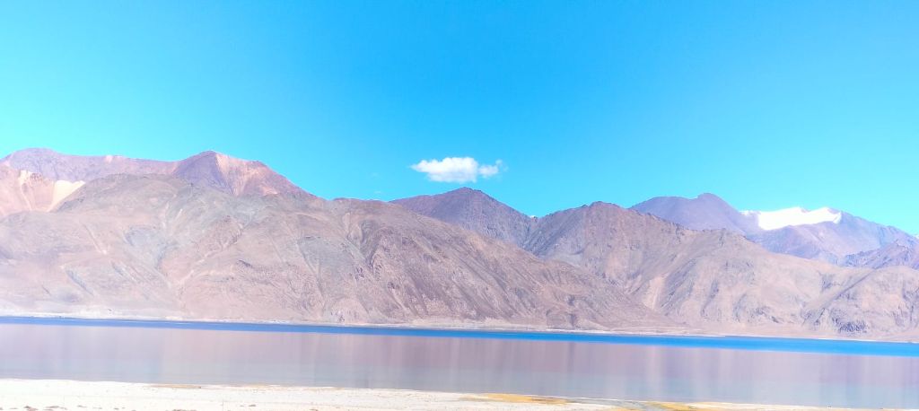 Pangong Lake purple mountains