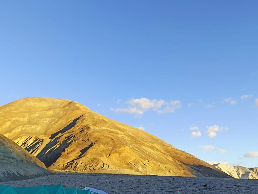 Golden mountain at sunset